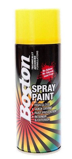 Paint Aerosol Yellow 250g Enamel Boston