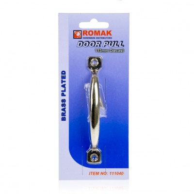 Cabinet Drawer Pull 113mm Brass Plated Romak