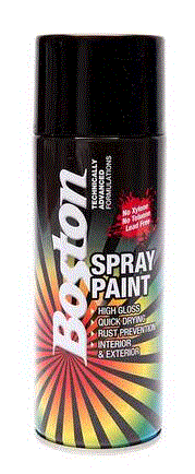Paint Aerosol Gloss Black 250g Enamel Boston