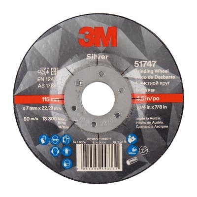 [3M.UU009014901] Grinding Disc 115x6.0x22 A36P Rigid Silver 3M