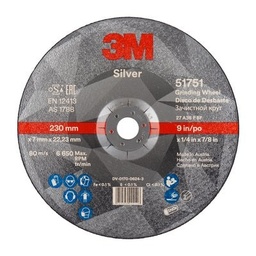 [3M.UU009017342] Grinding Disc 230x6.0x22 A36P Rigid Silver 3M