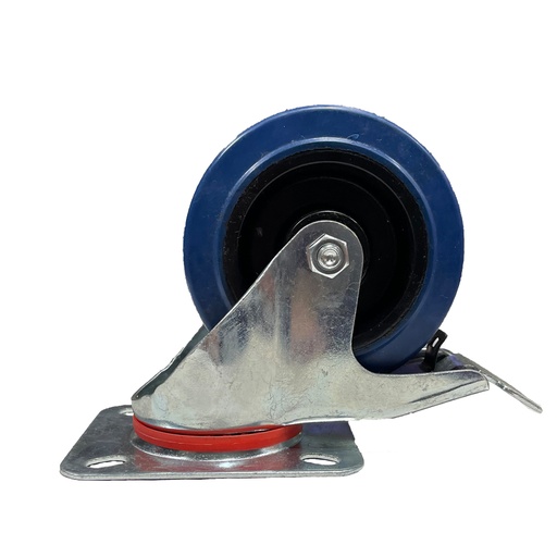 [CAS.EUR-BLU4B] Castor 4" Brake Blue Rubber Nylon Center Euro