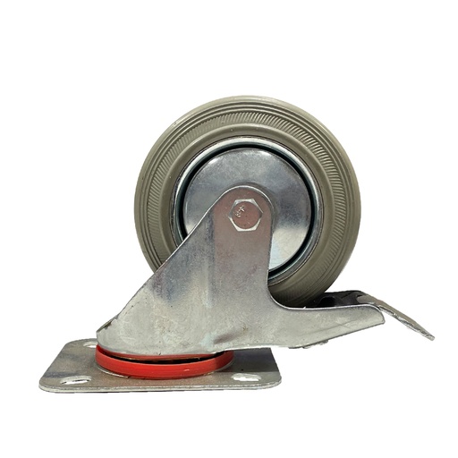 [CAS.EUR-GR3B] Castor 3" Brake Grey Rubber Metal Center Euro