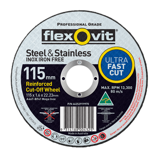 [FLEX.66252919970] Cut Off Disc 115x1.6x22 Inox A46TBF41 Flexovit
