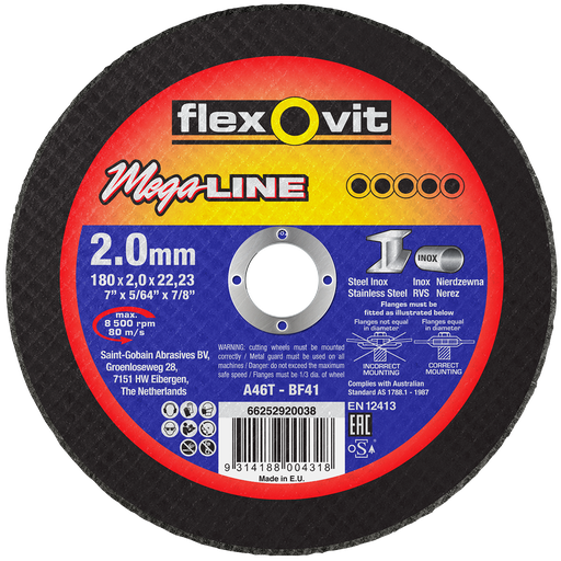 [FLEX.66252920038] Cut Off Disc 178x2.0x22 Inox A46TBF41 Flexovit