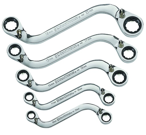 [GEAR.85299] Gear Ratchet Spanner Set Ring S Shape 10-22mm
