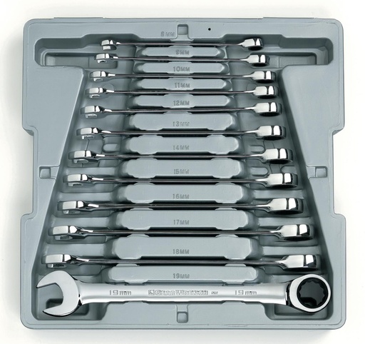[GEAR.9412] Gear Ratchet Spanner Set One Way Metric 12pc