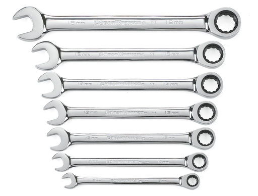 [GEAR.9417] Gear Ratchet Spanner Set One Way Metric 7pc