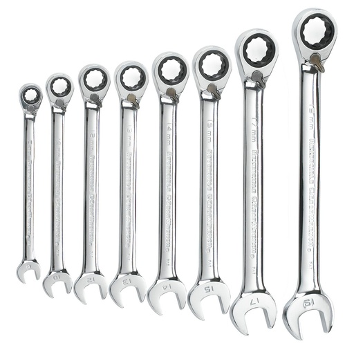 [GEAR.9543] Gear Ratchet Spanner Set Reverse Metric 8pc