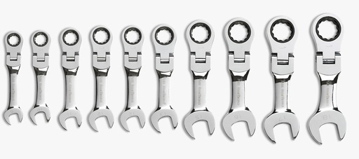 [GEAR.9550] Gear Ratchet Spanner Set One Way Stubby Flex Met