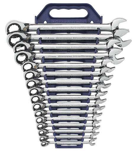 [GEAR.9602N] Gear Ratchet Spanner Set Reverse Metric 16pc