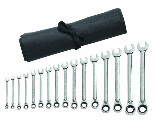 [GEAR.9602NR] Gear Ratchet Spanner Set Reverse Metric 16pc