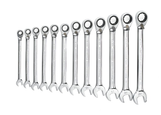 [GEAR.9620N] Gear Ratchet Spanner Set Reverse Metric 12pc