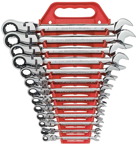 [GEAR.9702D] Gear Ratchet Spanner Set Flex Head AF 13pc