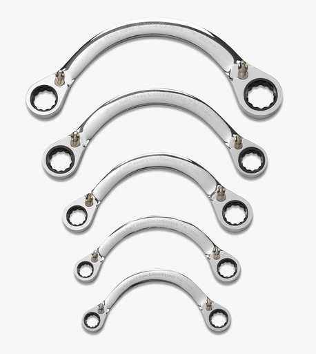 [GEAR.9850] Gear Ratchet Spanner Set Ring Half Moon 10-22mm