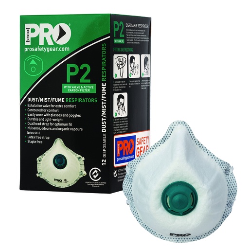 [PAR.PC531] Respirator Disposable P2 Valve Carbon Filter 12pk