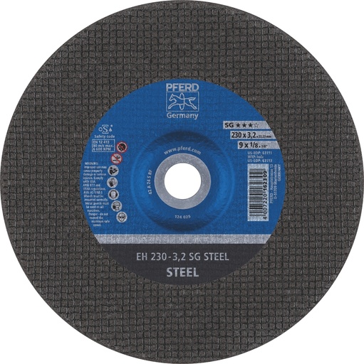 [PFERD.61324222] Cut Off Disc 230x3.2x22 EH SG Steel Pferd