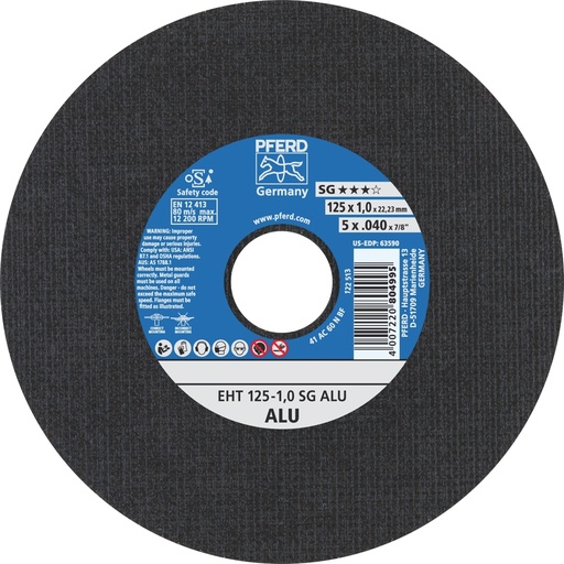 [PFERD.61341115] Cut Off Disc 125x1.0x22 SG Alum Pferd