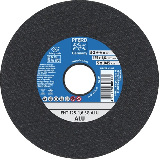 [PFERD.61341225] Cut Off Disc 125x1.6x22 SG Alum Pferd