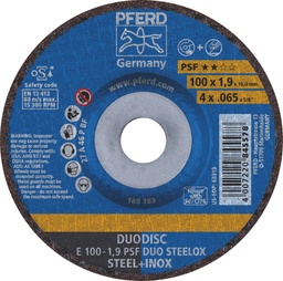 [PFERD.62010630] Cutting & Grinding Disc 100x1.9x16 PSF DUO Steelox Pferd