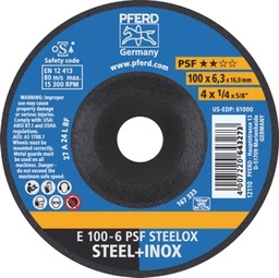 [PFERD.62010720] Grinding Disc 100x6.0x16 PSF Steel/Inox Pferd
