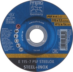 [PFERD.62011640] Grinding Disc 115x7.0x22 PSF Steel/Inox Pferd