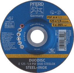 [PFERD.62012630] Cutting & Grinding Disc 125x1.9x22 PSF DUO Steelox Pferd