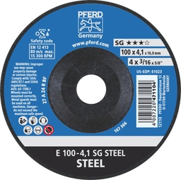 [PFERD.62210426] Grinding Disc 100x4.1x16 SG Steel Pferd