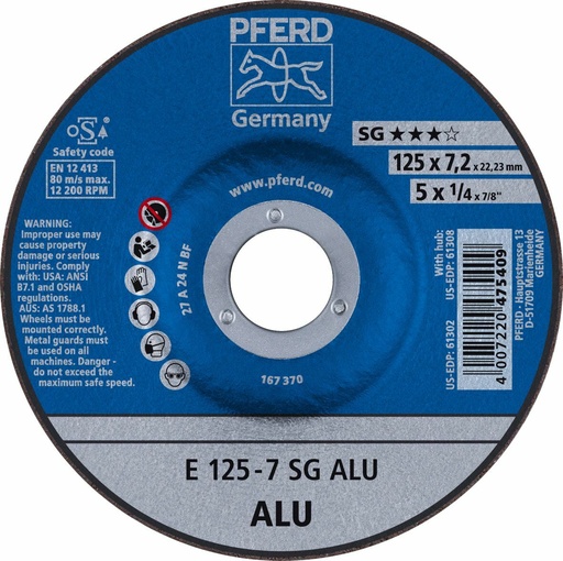 [PFERD.62212622] Grinding Disc 125x7.0x22 SG Alum Pferd