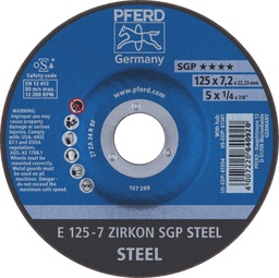 [PFERD.62212737] Grinding Disc 125x7.0x22 SGP Zirkon Steel Pferd