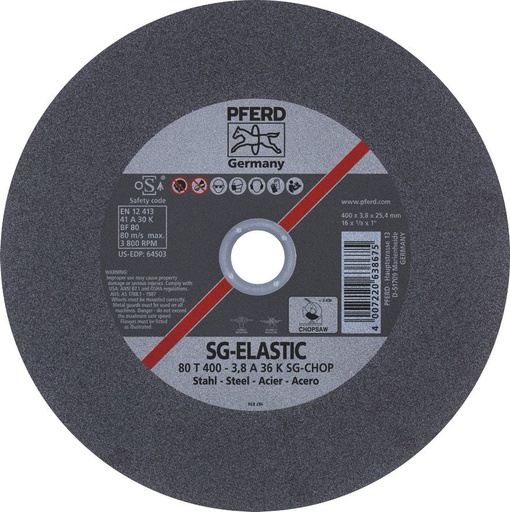 [PFERD.66324093] Cut Off Disc 400x3.8x25 LowSpeed SG Steel Pferd