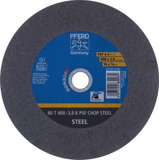 [PFERD.66324095] Cut Off Disc 400x3.8x25 LowSpeed PSF Steel Pferd