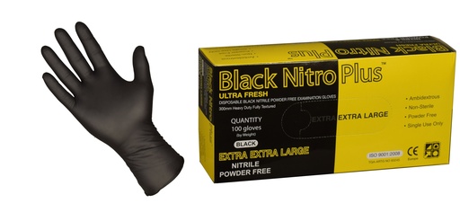 [STEEL.468461/M] Gloves 100pk Nitrile Black Nitro PLUS 300mm Med