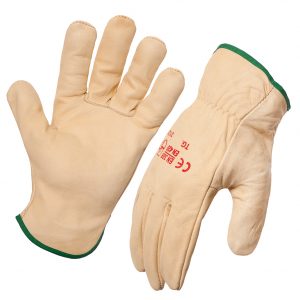 [STEEL.743342] Glove Riggers Cowgrain Beige Green Band Large sz9