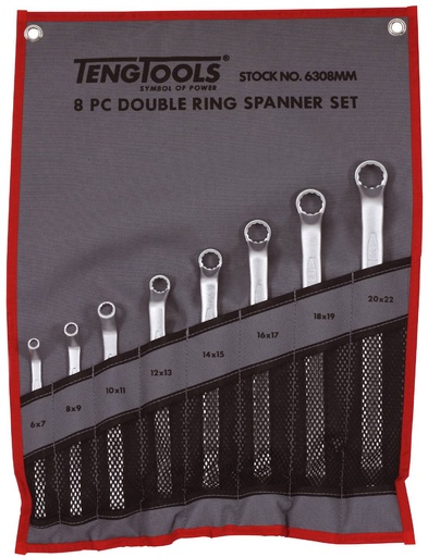 [TG.6308MM] Ring Spanner Set  6-22mm 8pc Pouch Teng