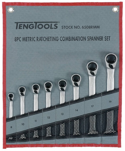 [TG.6508RMM] Gear Ratchet Spanner Set Reverse 8-19mm 8pc Teng