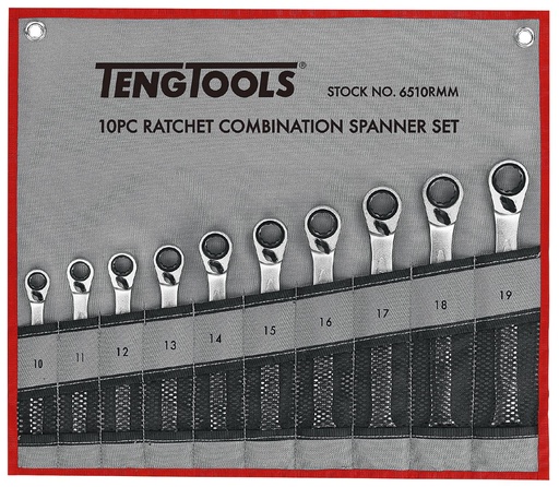 [TG.6510RMM] Gear Ratchet Spanner Set Reverse 10-19mm 10pc Teng