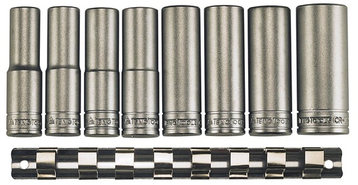 [TG.M1208-6] Socket Clip Rail Deep Set 8Pc 1/2dr Metric 6 Point Teng