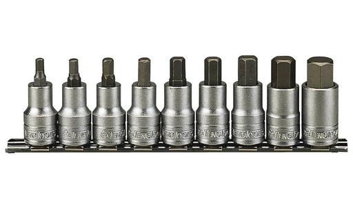 [TG.M1212] Inhex Socket Set 1/2dr On Rail 9pc Metric Teng