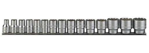 [TG.M1215AF] Socket Set 1/2dr AF 12pt On Rail 15pc Teng
