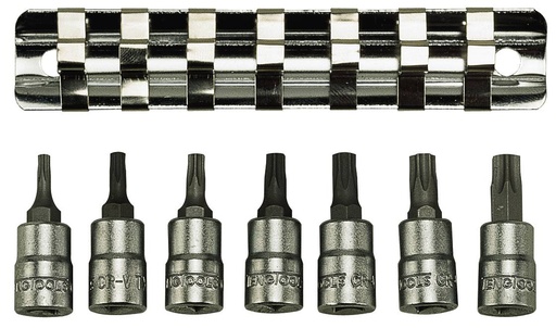 [TG.M1408TX] Torx Socket Set 1/4dr On Rail 7pc Teng