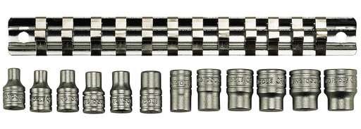[TG.M1412] Socket Set 1/4dr 6pt On Rail 12pc Teng