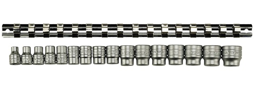 [TG.M3816] Socket Set 3/8dr 6pt On Rail 16pc Teng
