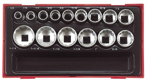 [TG.TT1215AF] Socket Set 1/2dr AF Tray 15pc Teng