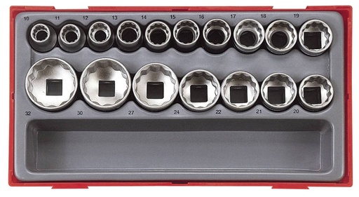 [TG.TT1217] Socket Set 1/2dr 12pt Tray 17pc Teng