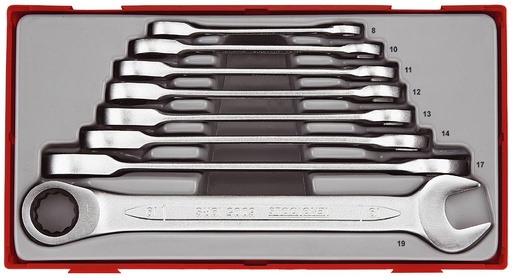 [TG.TT6508RS] Gear Ratchet Spanner Set One Way 8-19mm 8pc Teng