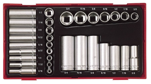 [TG.TTAF32] Socket Set 1/4dr & 3/8dr AF Tray 32pc Teng