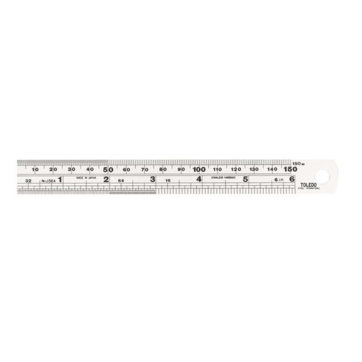 [TOL.150A6] Rule 150mm M/E One Round End Single Side Toledo