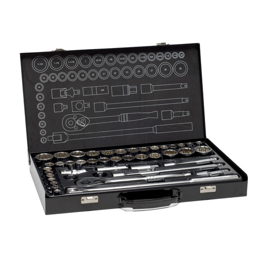 [TY.70000] Socket Set 1/2dr AF & Metric 43pc Typhoon