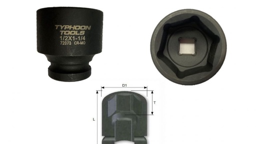 [TY.72070] Impact Socket 1-1/16" 1/2dr Typhoon